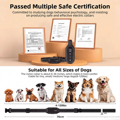 1000M Dog Training Collar Remote Control, Waterproof Rechargeable Dog Bark Collar with Shock Vibration Modes for All Dogs