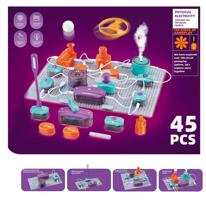 STEM Science Education Electronic Building Blocks Toy Physics Circuit Experiment Set Handmade Science Kit for Kids