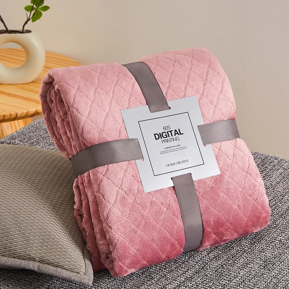 Winter Flannel Blankets For Beds 280GSM Faux Fur Coral Fleece Sofa Cover Microfiber Plush Fur Bedspread Plaid Blankets