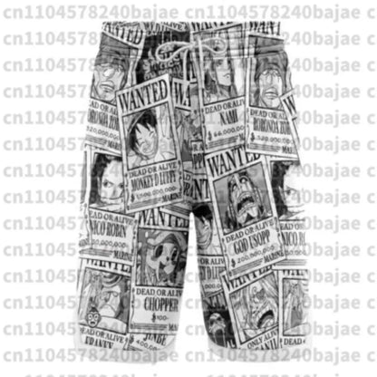 Adult and Child Luffy One-Piece Surfing Shorts, Summer Anime