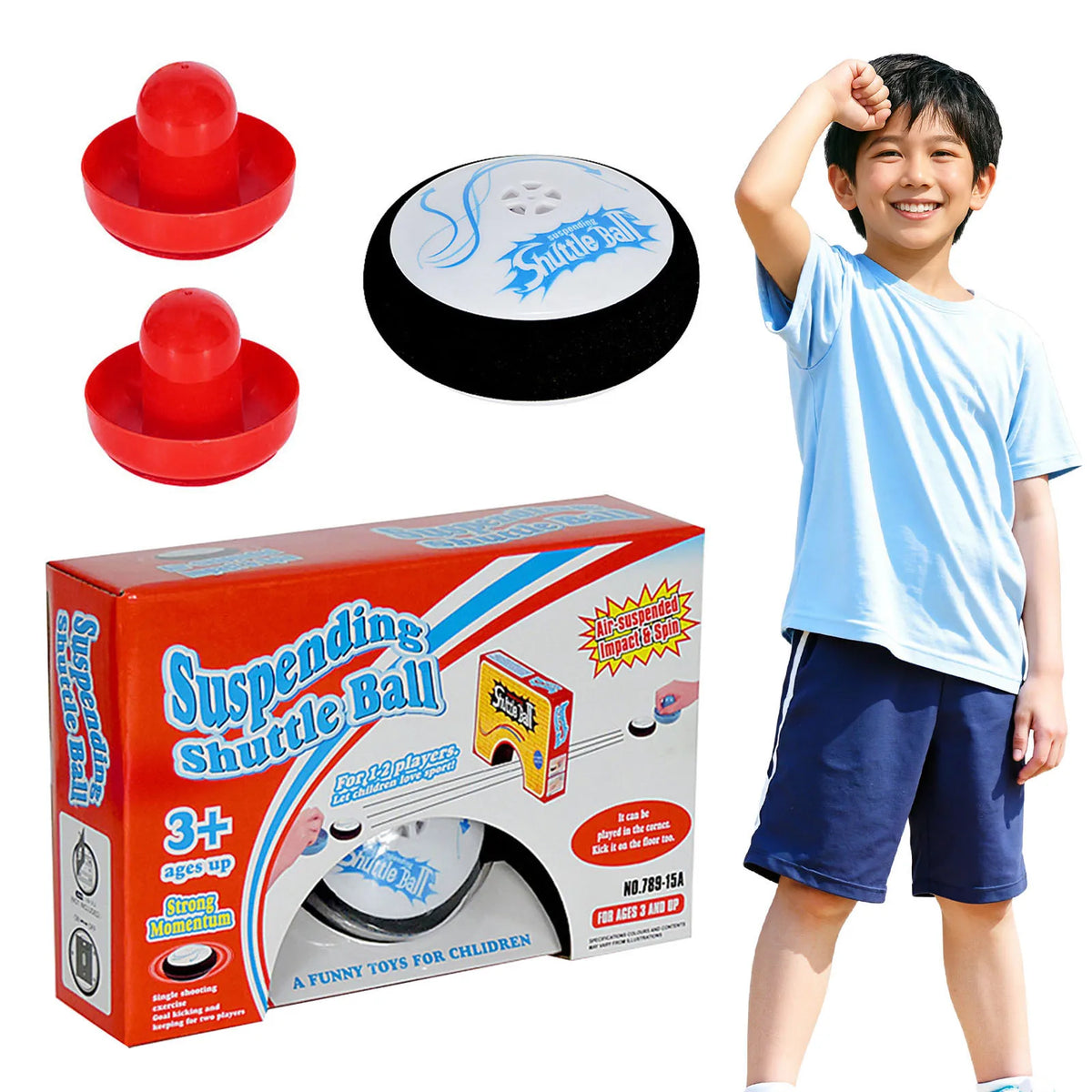 Electric Floating Hockey with 2 Red Pushers Air Hockey Board Game Tabletop Hockey Hover Puck Toy Gift for Children Adults
