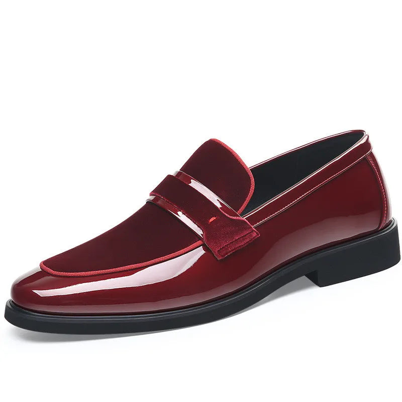 Men's Dress Shoes Luxury Patent Leather Red Wedding Shoes Men Formal Shoes Classic Slip on Loafers Red Business Leather Footwear