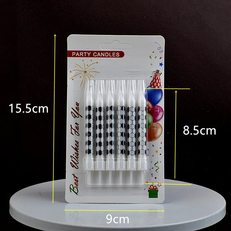 Black White Soccer Number Birthday Candle 0‑9 Football Pattern Digital Cake Topper Soccer Sports Theme Party Cake Decor Supplies