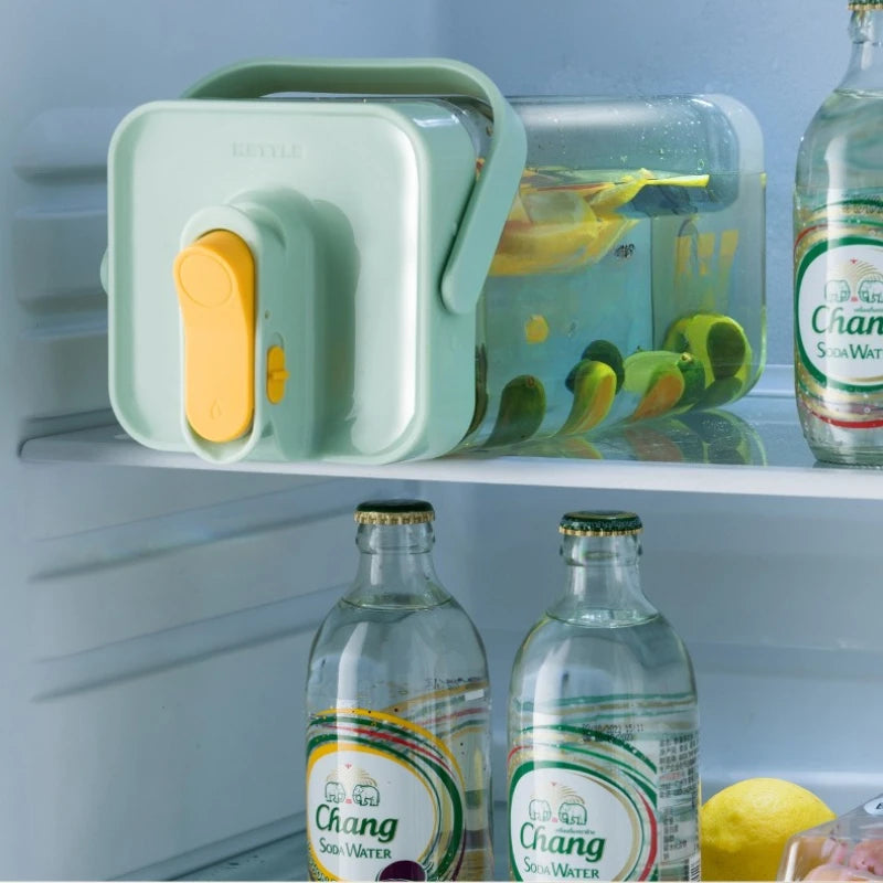 Cold Kettle Summer Flower Teapot with Faucet Refrigerator Cold Kettle Large Capacity Ice Kettle Beverage Bucket Outdoor