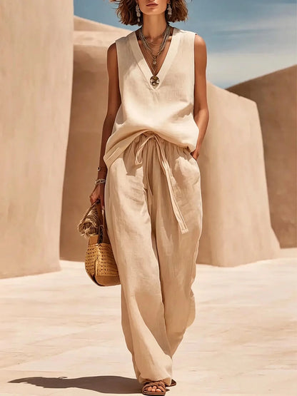 Hot Sale Women Simple Commuter Two Piece Set European Casual Short Sleeve T Shirt Wide Leg Pants Outfit