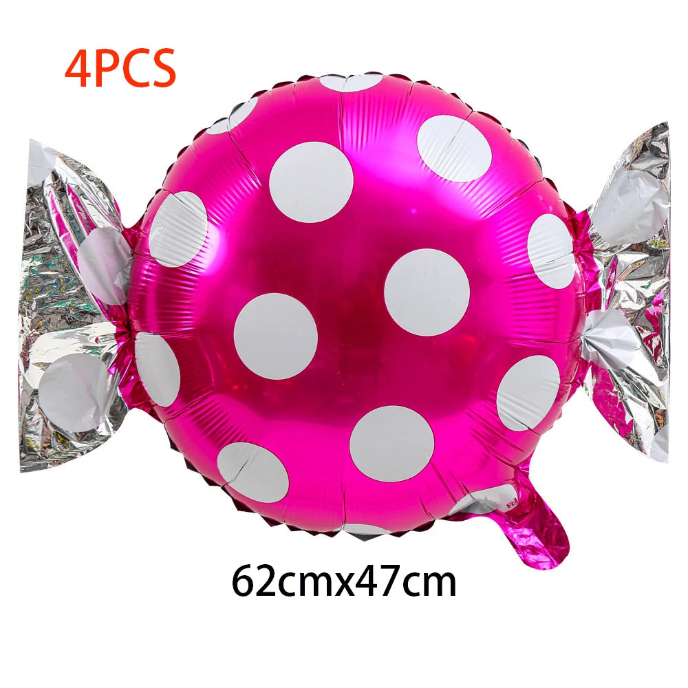 4Pcs Colorful Candy Foil Balloons Children's Birthday Party Decoration Striped Polka Dots Balloon Kids Baby Shower Christmas