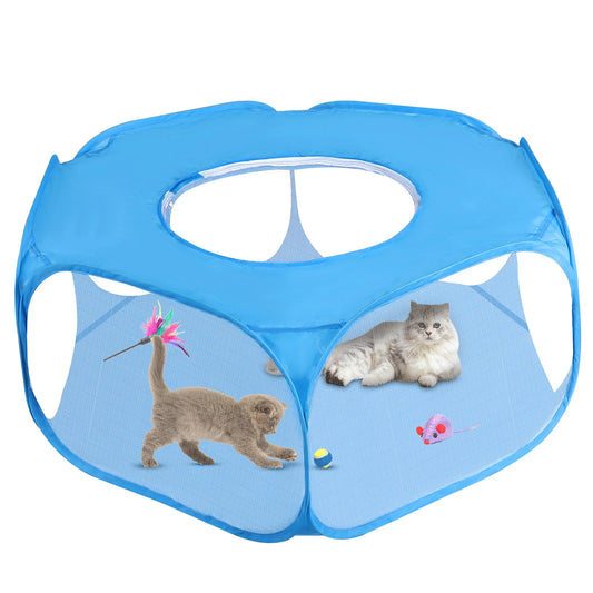 1pc Foldable Portable Pet Fence with Cover - Breathable Outdoor Playpen Suitable for Small Animals