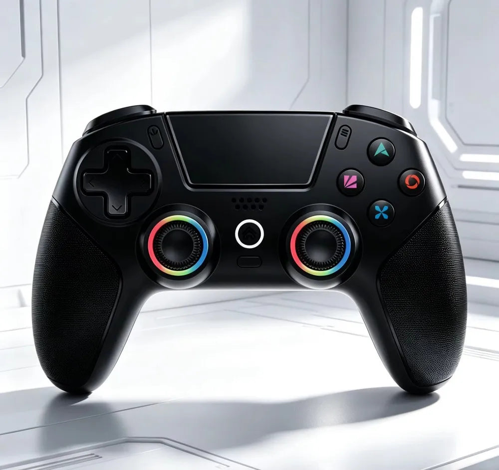 Rechargeable Wireless Gamepad for PS5/PC/Android/iOS with Hall Joystick,Turbo&Macro,RGB Lights,Dual Vibration Game Controller