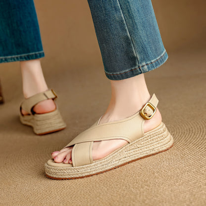 EAGSITY wedges sandals platform sandals Women shoes high heel espadrilles shoes pumps rope sole shoes casual jute sandals