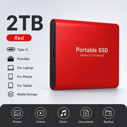 Space Efficient External Hard Drive 2TB Portable Mobile Hard Disk for Family Daily Photo Saveing PC Laptop