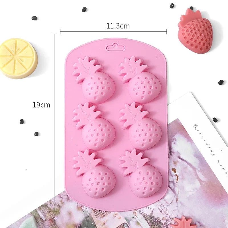 Fruit Strawberry Silicone Baking Mold Watermelon Pineapple Chocolate Candy Ice Mould Orange Cake Decor Soap Candle Making Set