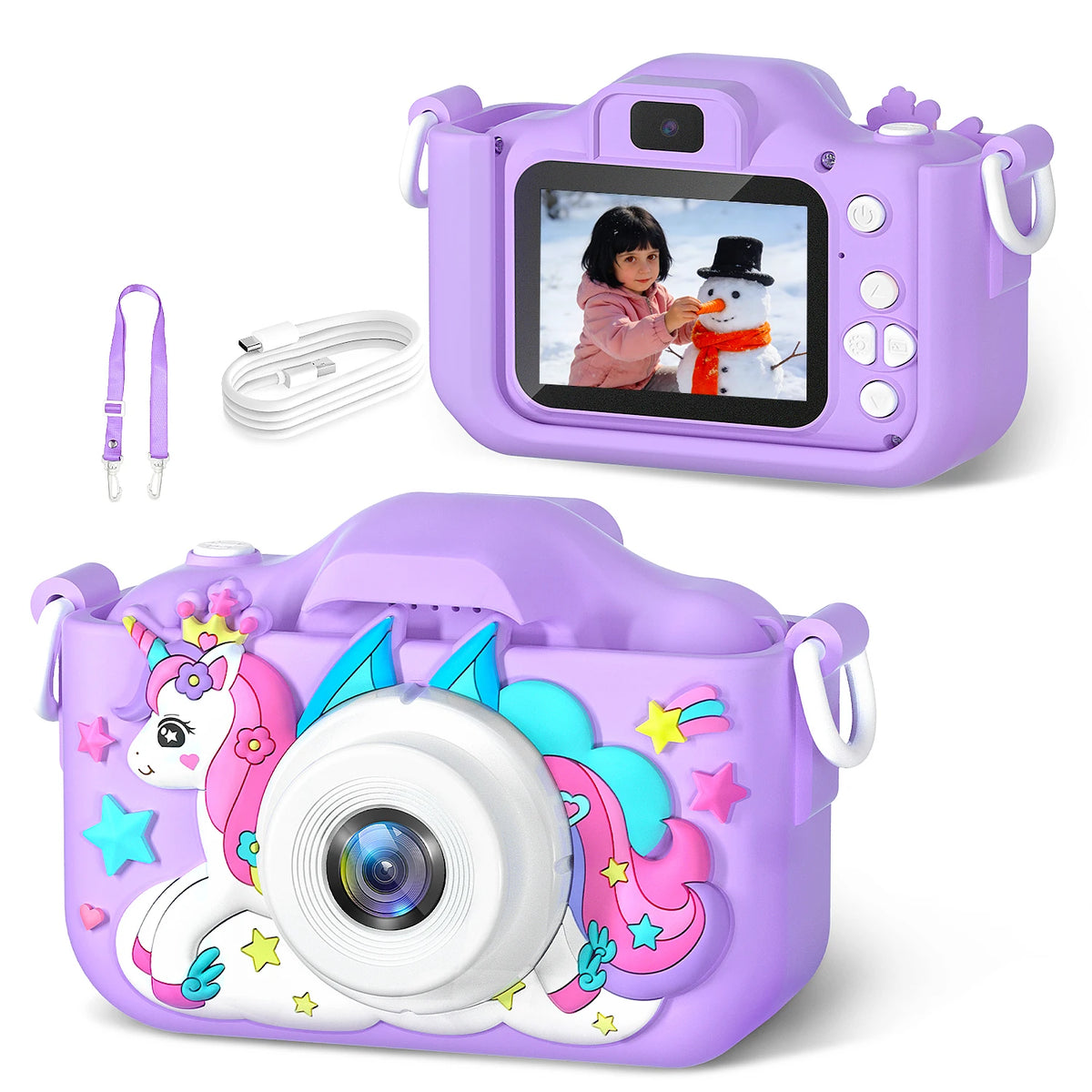 Kids Camera Girls Selfie Camera 1080HD Video Photography Digital Camera for Kids with Silicone Case Toy Camera Birthday Gifts