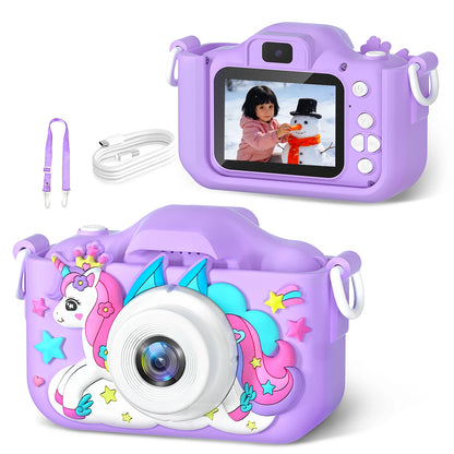 Kids Camera Girls Selfie Camera 1080HD Video Photography Digital Camera for Kids with Silicone Case Toy Camera Birthday Gifts