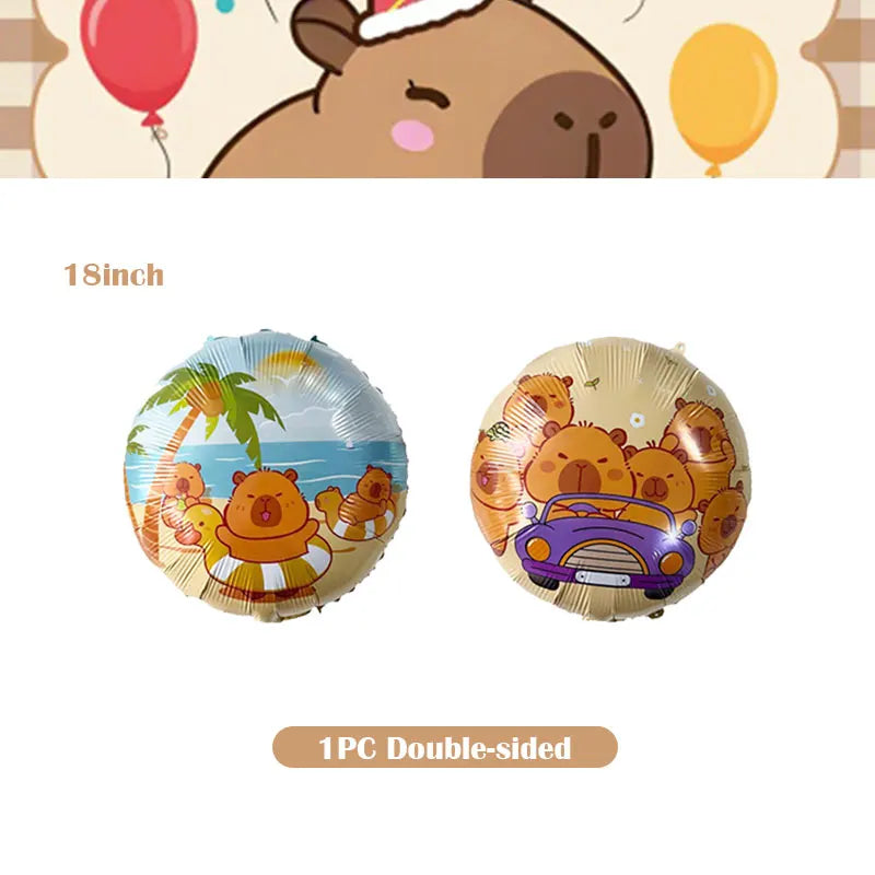 Capybara Decoration Birthday Party Favors Tableware Set Cup Plate Balloons Gift Bags Happy Banner Cake Topper Supplies for Girls