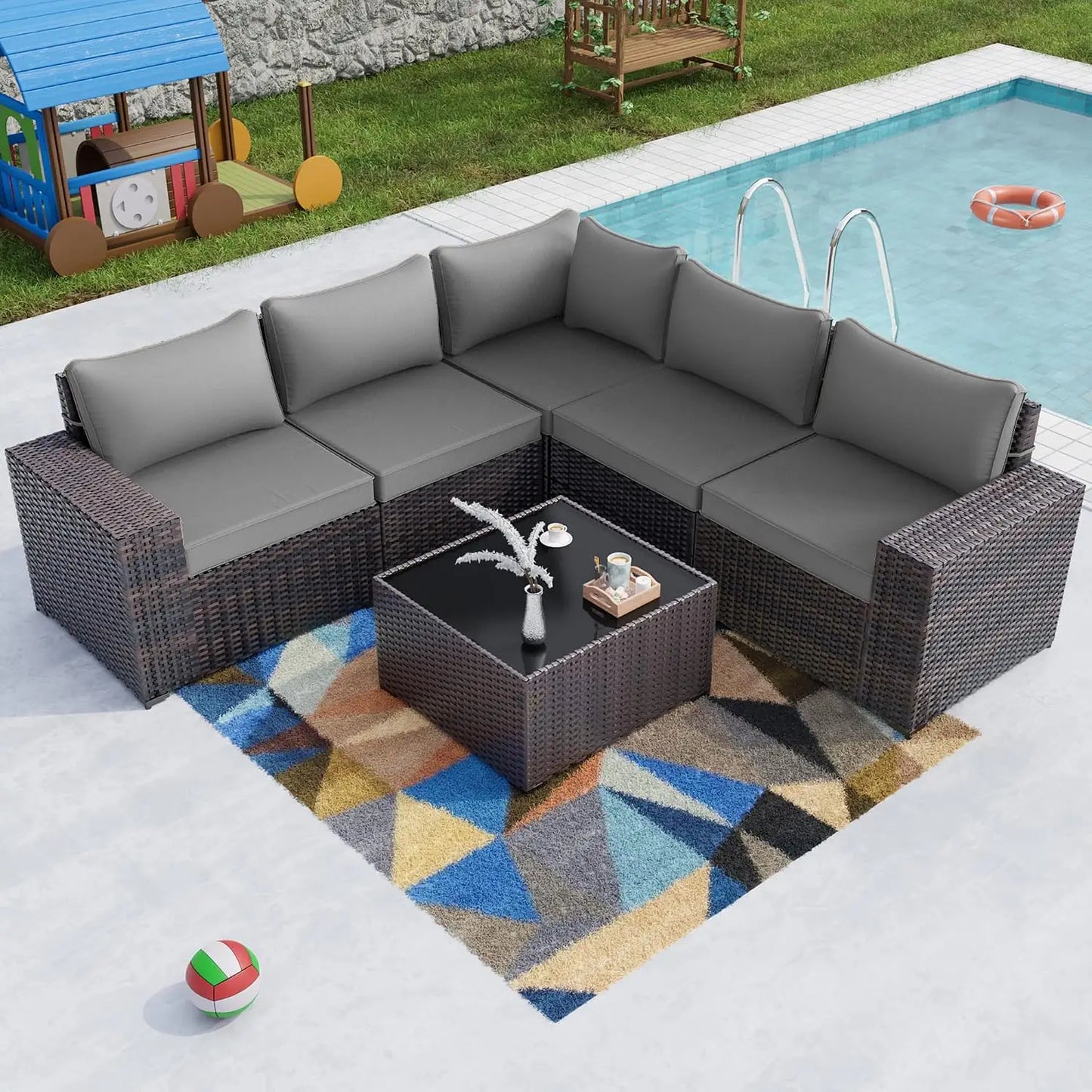 12 Piece Patio Furniture Set, Outdoor Wicker Sectional Sofa, Customized