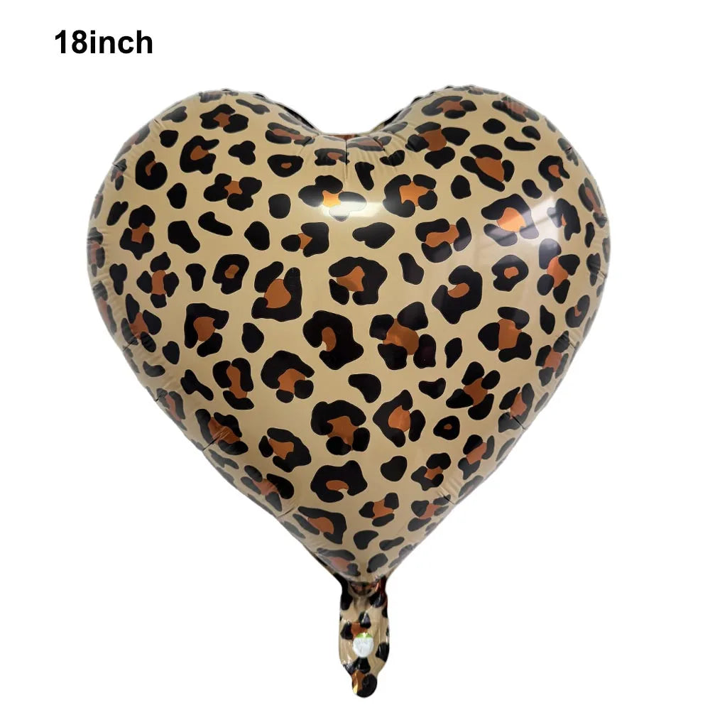 5/10/30/40/50/100Pcs Leopard Print Heart Balloons 18Inch Heart Shaped Foil Balloons Wedding Bridal Shower Birthday Party Supplie