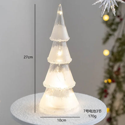 Glowing Glass Christmas Tree Ornaments Home Luminous Desktop Decoration Led Night Light Party Xmas Decorations Festival Kid Gift