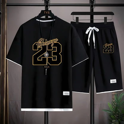 The 2025 summer new men's set features street fashion casual comfort softness breathability and 3D digital pattern printing