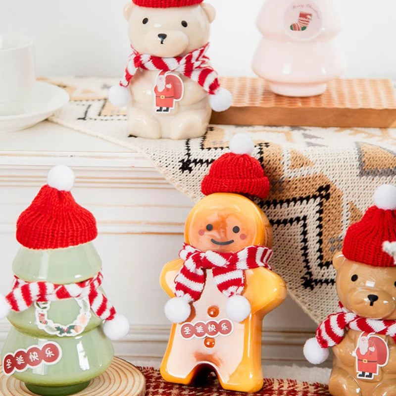 Christmas Cups Decorations 2026 Milk Tea Bottle Plastic Christmas Mug Gingerbread Man Xmas Tree Coffee Cup 2026 Christmas Gifts