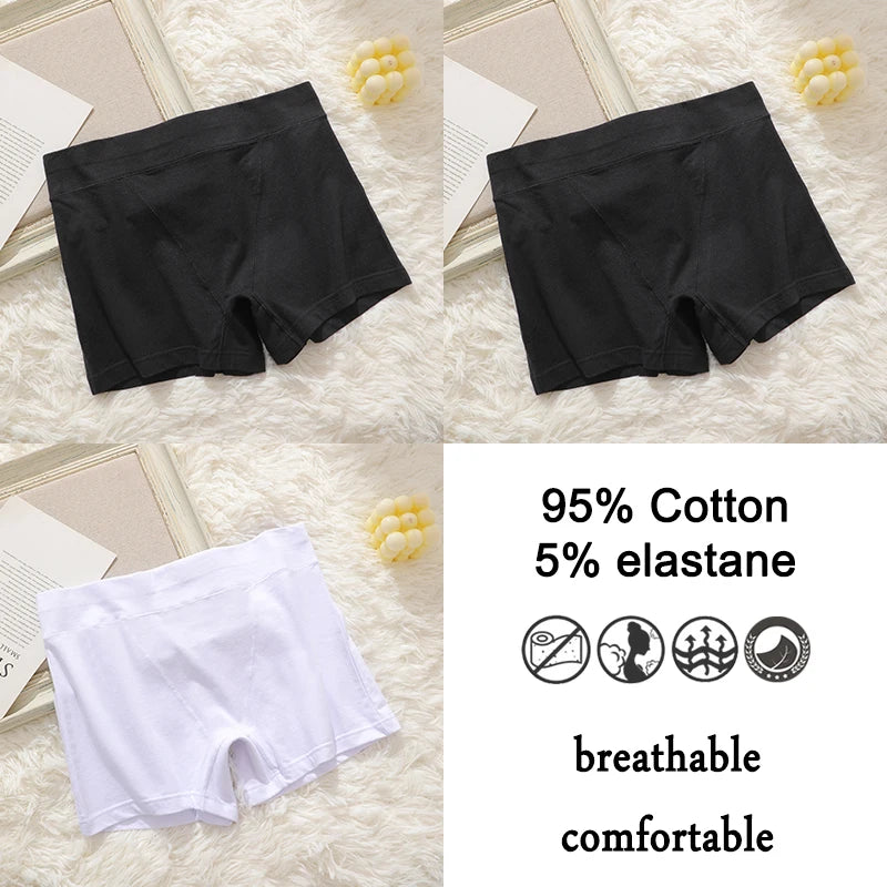3Pcs Women Cotton Safety Short Seamless Boxer Briefs High Waist Soft Skin Friendly Ladies Anti-Ride Leggings Under Dress Panties