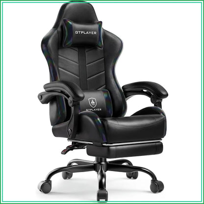 Gaming Chair for Adults, Computer Chair with Footrest, Black