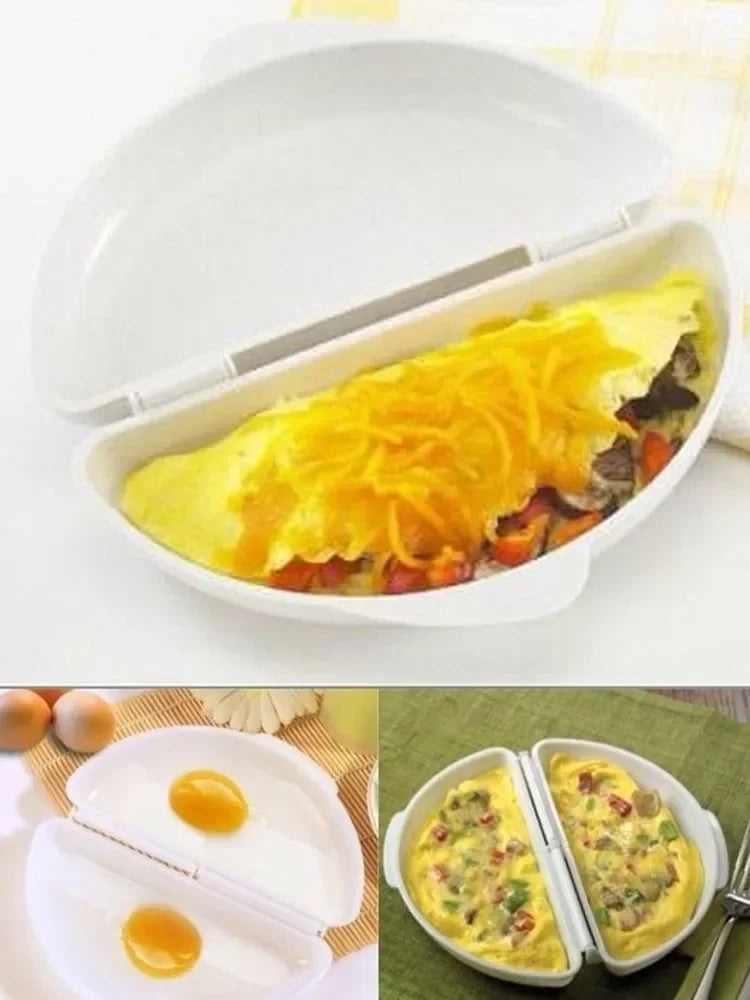 Useful White Microwave Omelette Egg Maker Tray Non-toxic Eggs Steamer Box Silicone Egg Cooker Egg Poacher Kitchen Cooking Tools