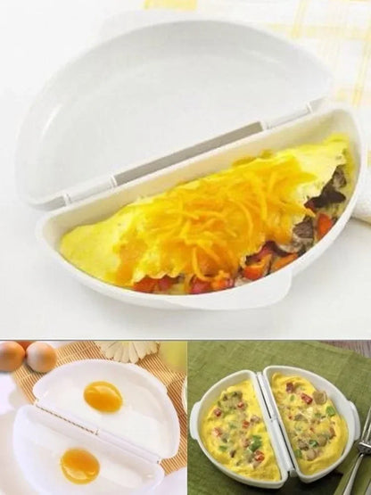 Useful White Microwave Omelette Egg Maker Tray Non-toxic Eggs Steamer Box Silicone Egg Cooker Egg Poacher Kitchen Cooking Tools
