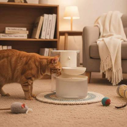 Clean Water Separator Fountain Two Reservoir Design 3L Feline Water Dispenser for Cats