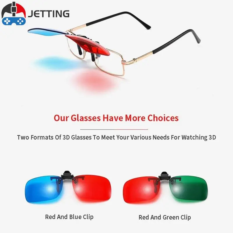A Pair New Red Blue Green 3D Glasses Black Frame For Dimensional Anaglyph Movie TV Glasses For 3D Movies VR/AR Glasses