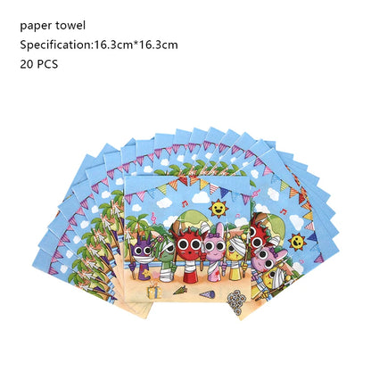 Sprunki Birthday Party Decoration Incredibox Latex Aluminum Foil Balloon For Kids Event Supplies Banner Disposable Tableware