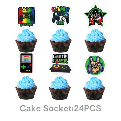 Gamepad Boy Birthday Party Decorations Paper Cup Plate Napkin Tablecloth Banner Caketopper Balloons For Baby Shower Supplies