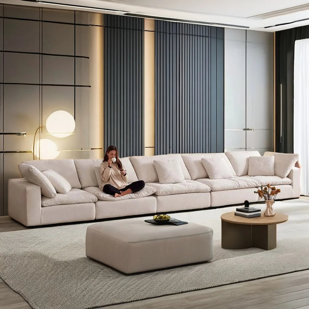 Contemporary Cream Style Living Room Furniture Modular Furniture Corner Cloud Sofa