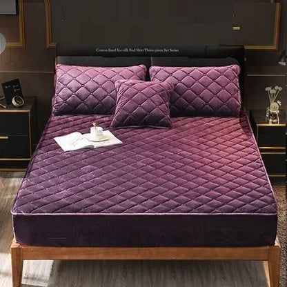 Plush thickened quilted mattress cover warm and soft crystal cotton sheet quilted mattress cover does not include Pillowcase