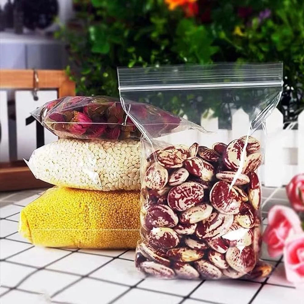 100-1000Pcs Small Zip Lock Plastic Bags Transparent Plastic Clear Storage Bag Jewelry Food Packing Reclosable Zipper Sealing Bag