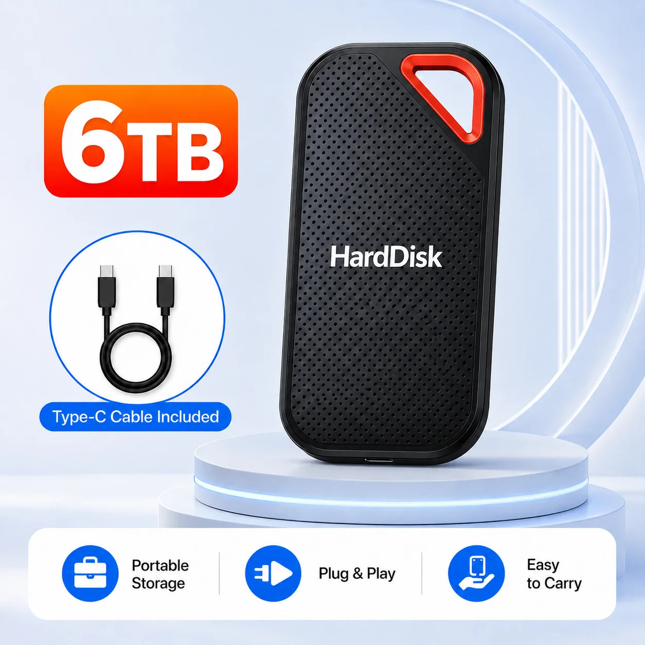 High-Speed Original SSD 2TB Portable USB3.1 Hard Drive 4TB Noiseless Disk for Freelancer Laptop Tablet Workbench