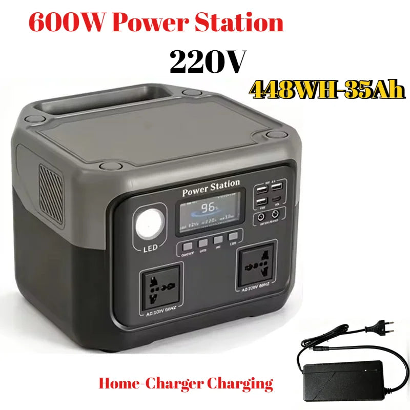 New 800W 589WH Portable Power Station 600W/800W Solar Generator LiFePO4 Backup Power Bank for Outdoor Camping Home Emergency