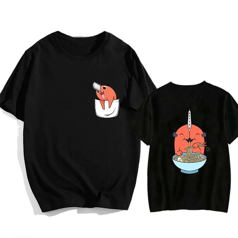 90s Japanese Anime Chainsaw Man T Shirt Cartoon Pochita T-shirt Makima Harajuku Graphic Tees Unisex Clothing Tops Tshirt Manga