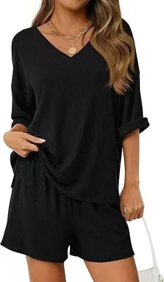 2026 Summer Solid Beach Set for Women Loose Casual Style Home and Outdoor Wear hort-Sleeve T-Shirt Shorts