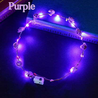 10-300pcs LED Flower Crowns Light Up Headbands Glowing Flower Crown Garland Glow in the Dark Headband for Wedding Party