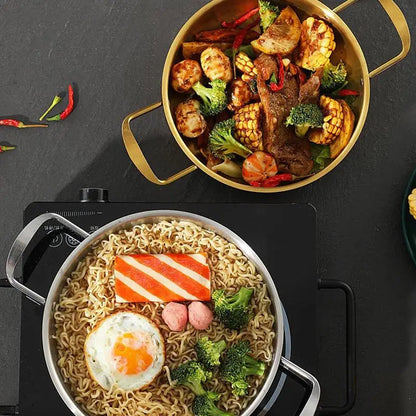 3pcs Stainless Steel Hot Pot Dual Handles Induction Compatible Ramen Seafood Cookware Utility Tool Kit Sets Pro Super Essentials