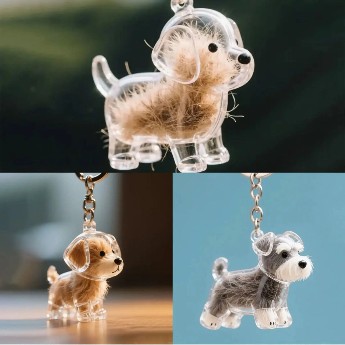 Animal Zinc Alloy 3D Pet Keychain Charm | DIY Dog Hair Storage Pendant | Bag & Keyring Accessory
