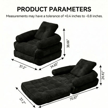 Modern Convertible Sofa Bed, 2-Seater Vacuum Packed Compressed Couch, Soft Memory Foam Floor Sofa for Small Space Living Room