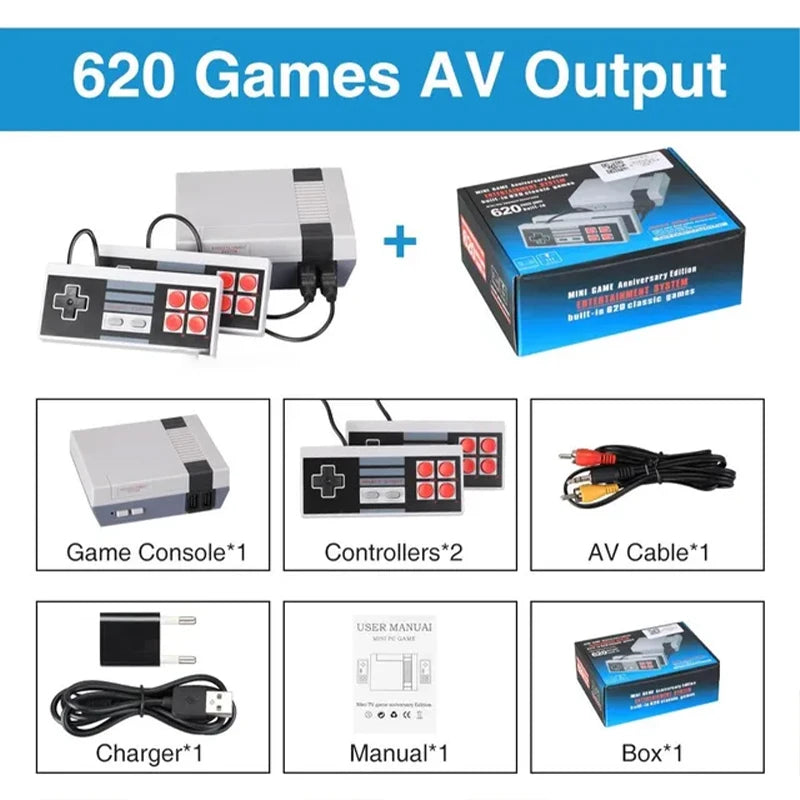 Retro Game Controller | 620 Built-In Games with Dual Gamepads | AV Output for Home Gaming