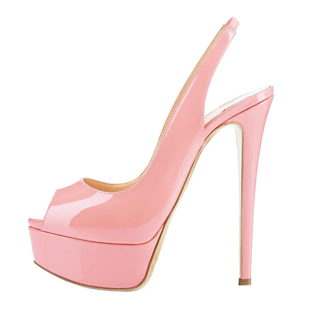 New 2026 Women Sandals Fashion 14CM Super High Heels Sexy Open Toe Platform Sandals Gladiator Party Dress Red Wedding Shoes