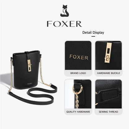 FOXER Brand Chic Mini Cellphone Bag Women's Shoulder Bag PU Leather Fashion Girl's Travel Small Crossbody Bag Purse