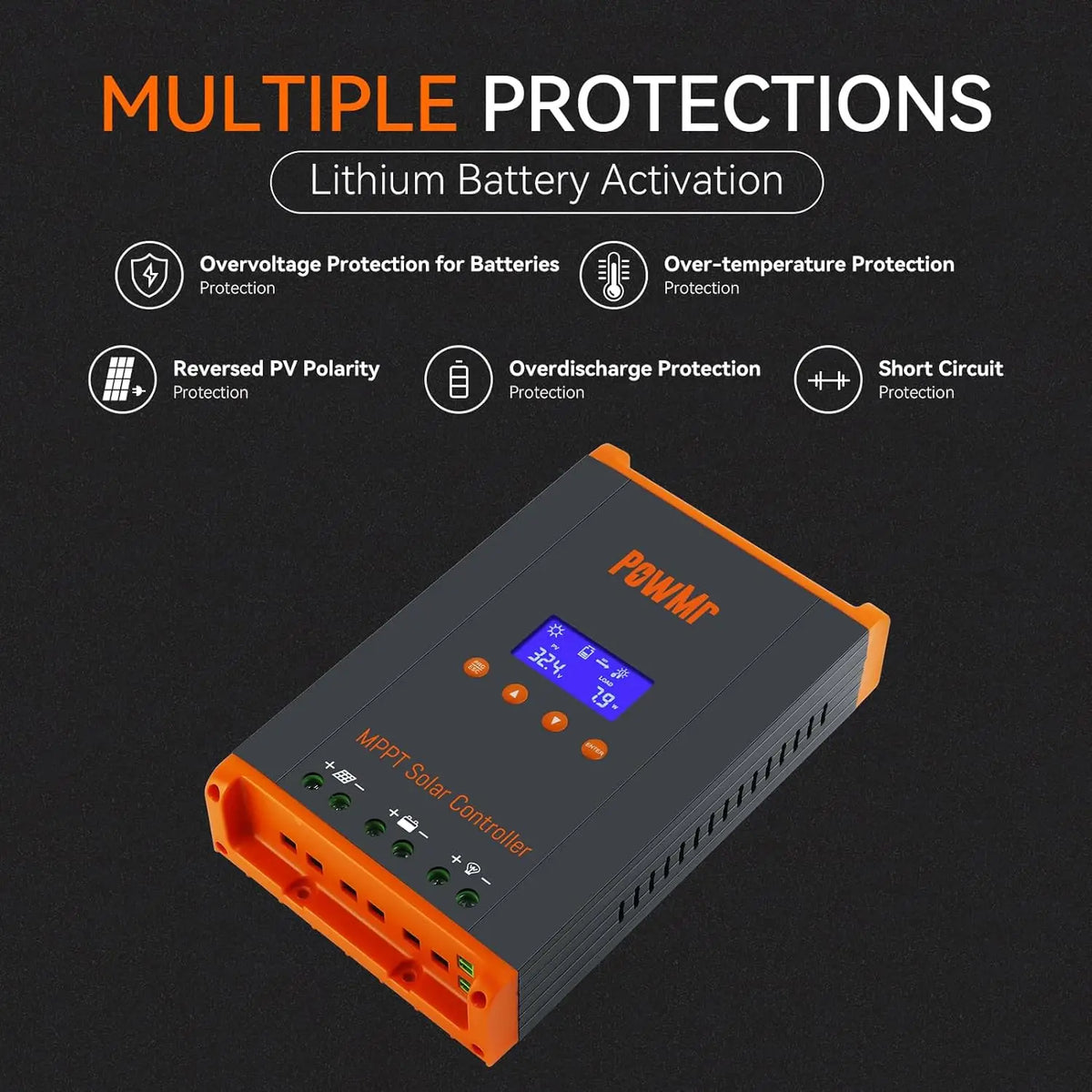 Local Stock MPPT 60A Solar Charge Controller 12V/24V/36V/48V Max Solar Panel PV 160V Parallel Max 12 Units Fit LifePO4 RV Home