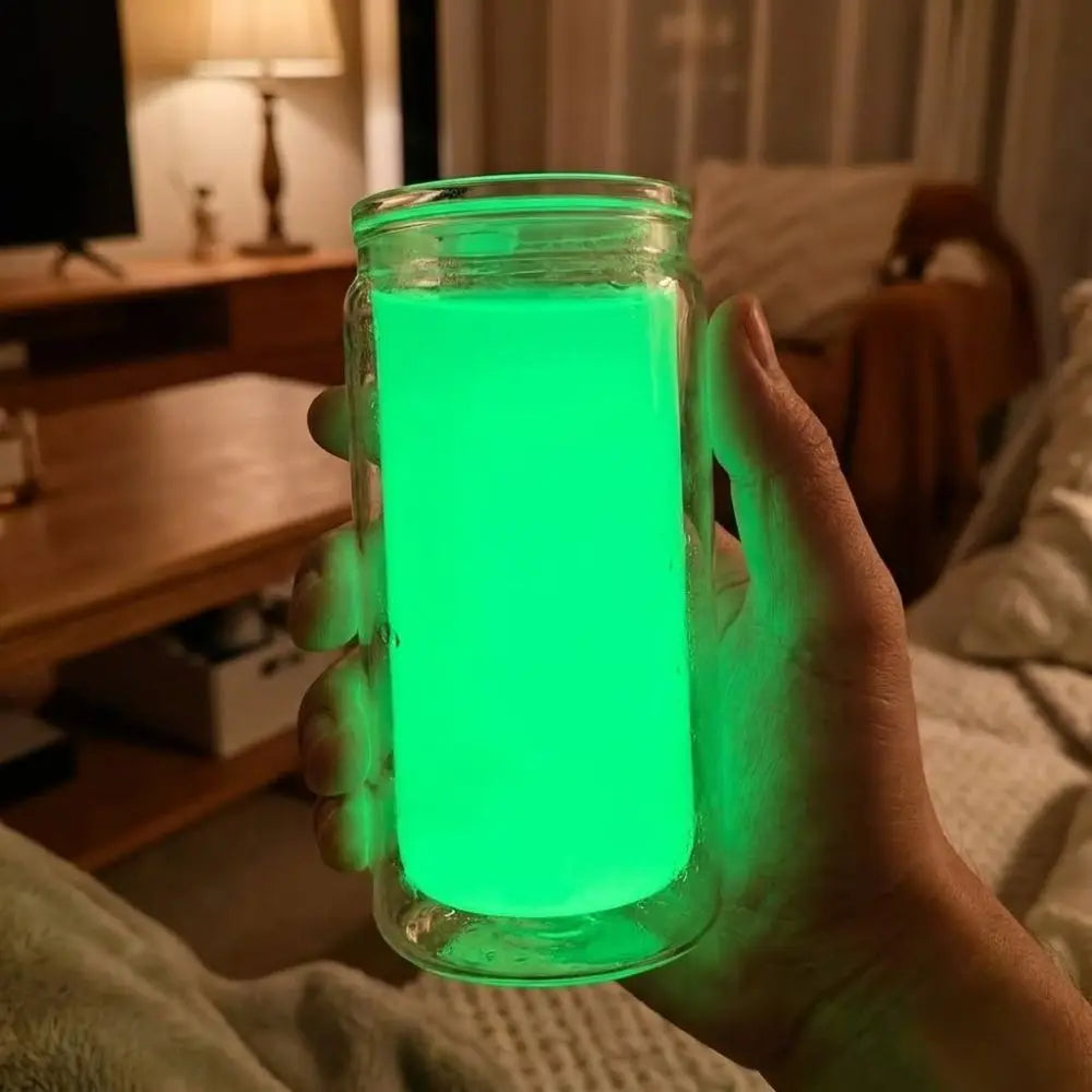 16oz Capacity Glow in The Dark Straw Cup Double Wall Leak-proof Luminous Coffee Cup Fluorescent Splash Proof Water Bottles