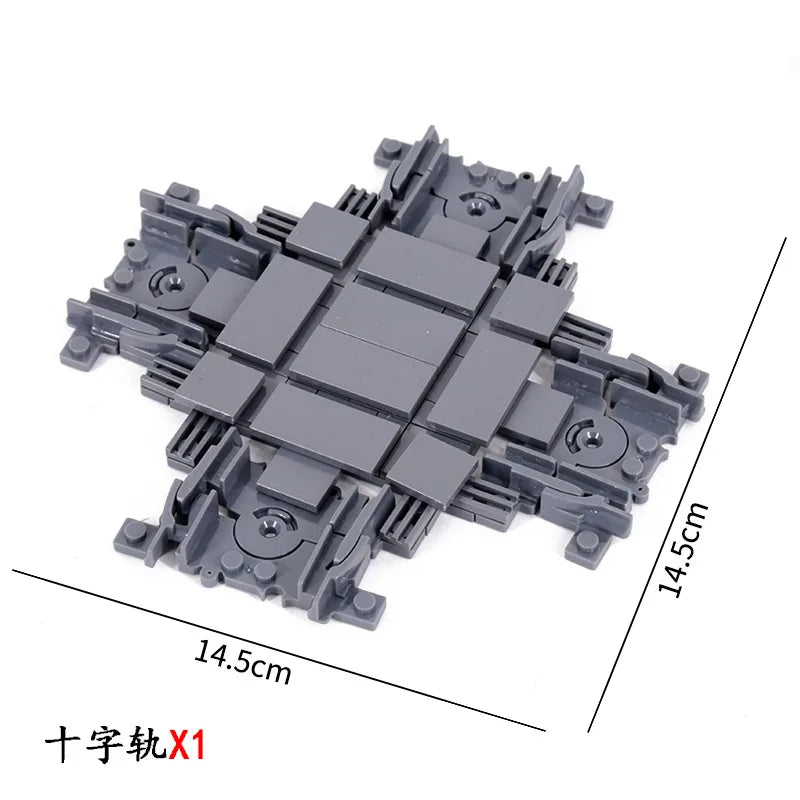 City Trains Railway Flexible Tracks Forked Straight Curved Rails Switch Kids DIY Building Block Bricks Track Toys For Children