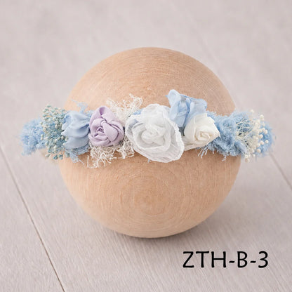 Floral Newborn Headbands for Photography Props Handmade Infant Girl Flower Wreath Baby Headband Newborn Photoshoot, Accessories