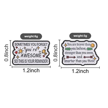 Motivational Quotes Cartoon Enamel Pin Reminder You're Awesome & You Are Braver Stronger Smarter Brooch Bags Lapel Badge Jewelry